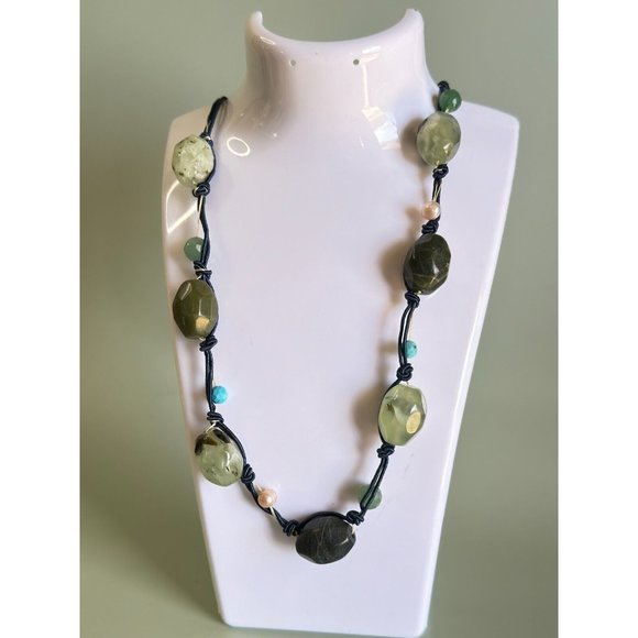 Sigrid Olsen Green Prehnite Jasper Gemstone Chunky Necklace Designer Signed NWT - Picture 10 of 10